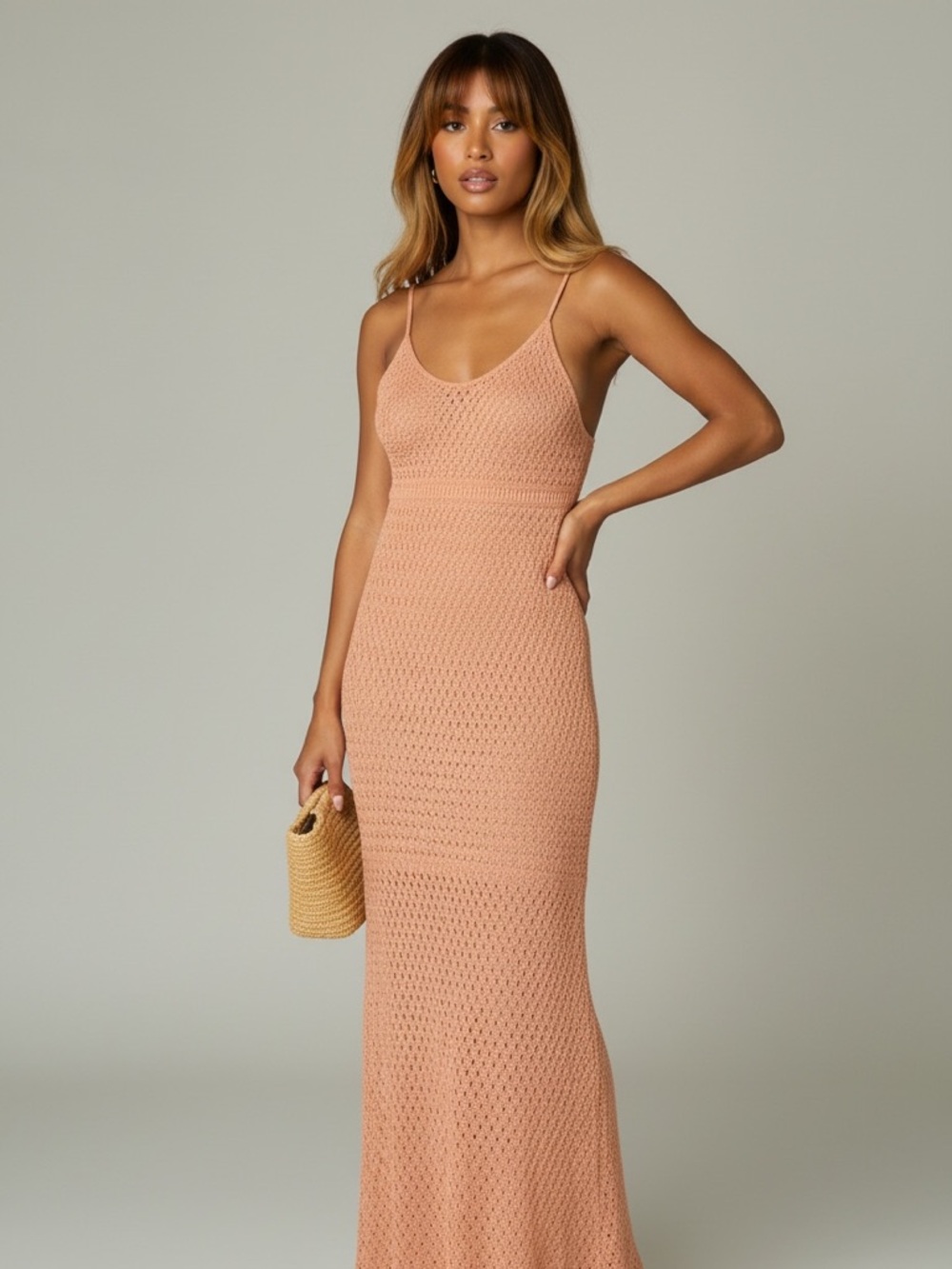 NWT Peach Knit Maxi Dress